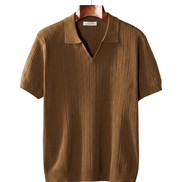 The Henley — Open-Collar Knit Polo — front