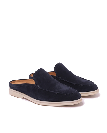 The Sloane — Suede Mules — Navy Blue