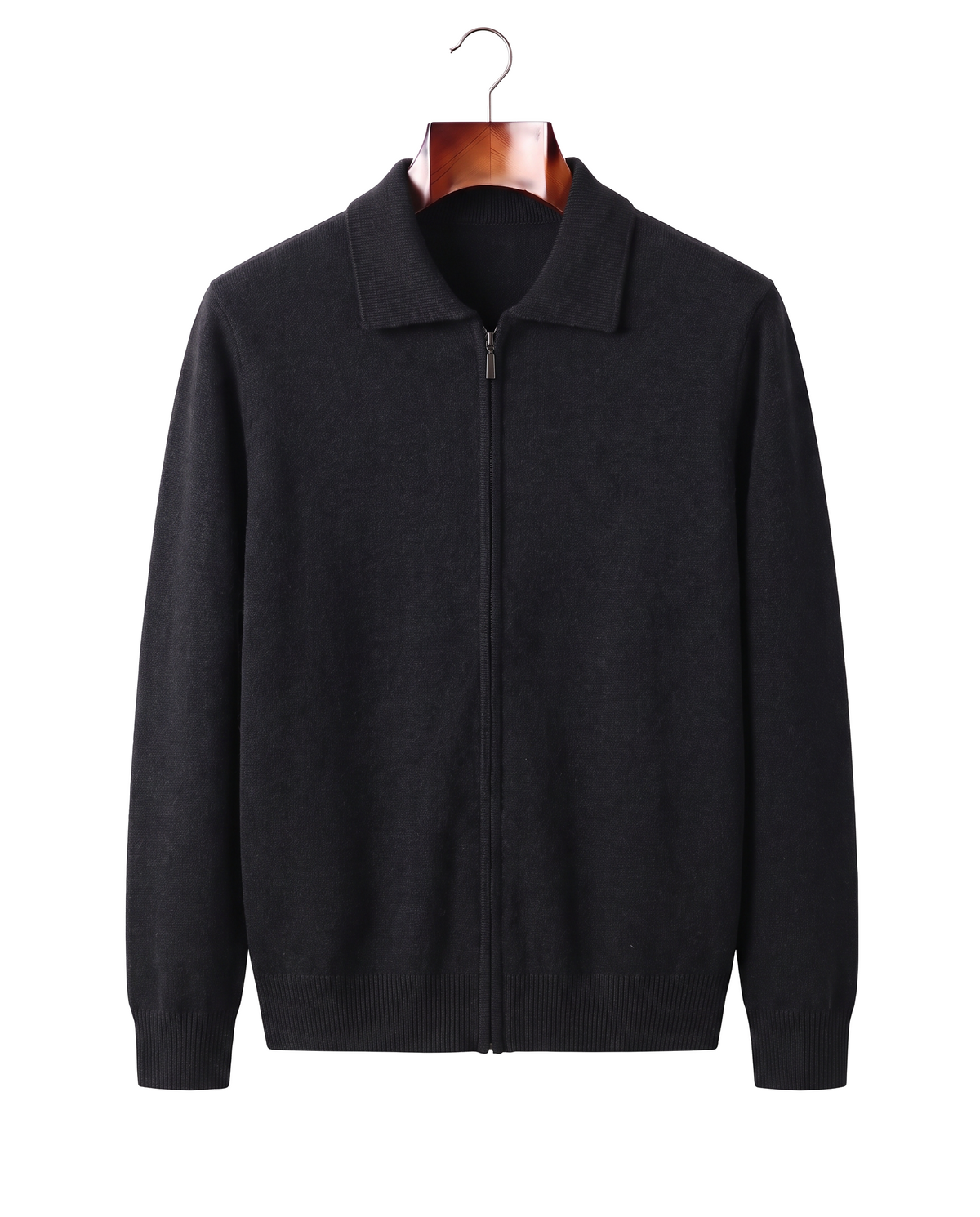 The Harrogate — Cashmere Full-Zip Cardigan — Black