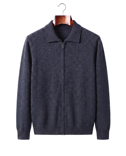 The Harrogate — Cashmere Full-Zip Cardigan — Navy Blue