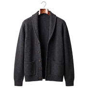 The Thornbury cashmere shawl-collar cardigan — Dark Gray