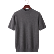 The Denby cashmere mock neck tee — Dark Gray