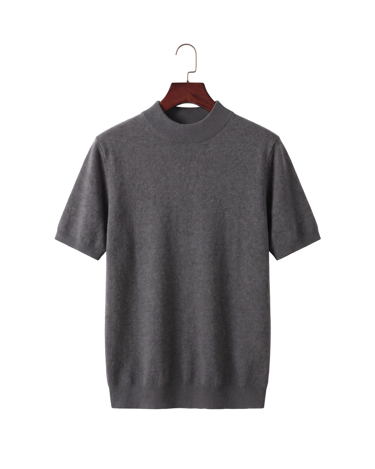 The Denby cashmere mock neck tee — Dark Gray