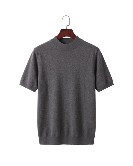 The Denby cashmere mock neck tee — Dark Gray