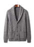 The Thornbury cashmere shawl-collar cardigan, front on hanger