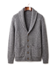 The Thornbury cashmere shawl-collar cardigan, front on hanger