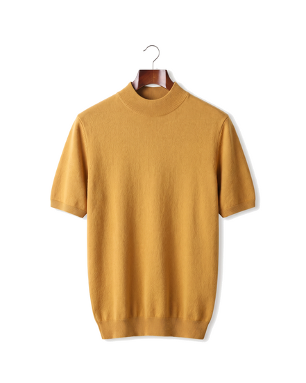 The Denby cashmere mock neck tee — Honey Mustard