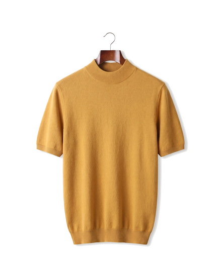 The Denby cashmere mock neck tee — Honey Mustard