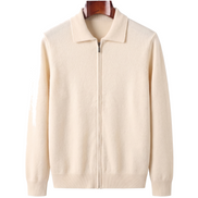 The Harrogate — Cashmere Full-Zip Cardigan — Cream White