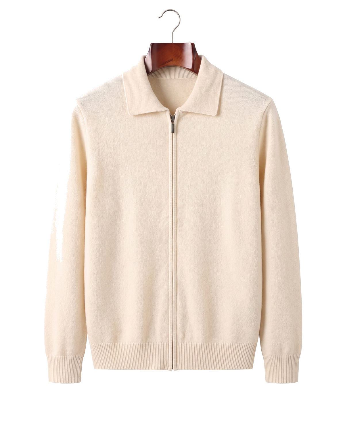The Harrogate — Cashmere Full-Zip Cardigan — Cream White