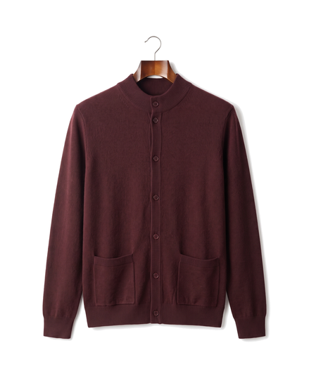 The Wendover merino button cardigan — Bordeaux