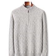 The Ashford — Merino Cable-Knit Half-Zip — front