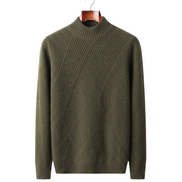 The Grosvenor — Cashmere Mock Neck Jumper — Army Green