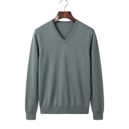 The Sandringham merino V-neck jumper — Verdant Slate