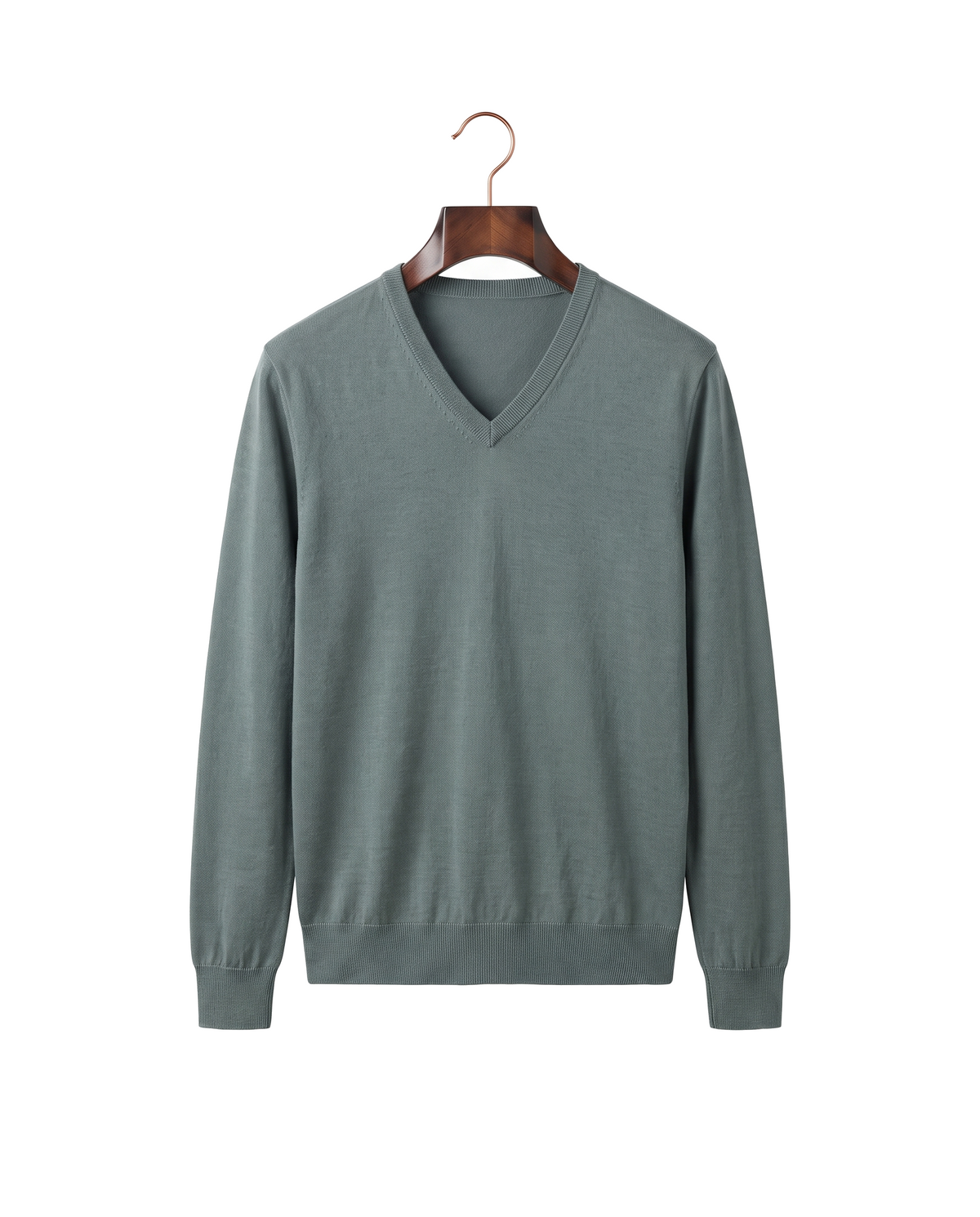 The Sandringham merino V-neck jumper — Verdant Slate