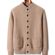 The Ledbury cashmere overshirt, front on hanger