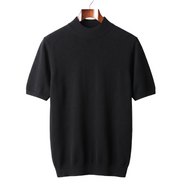 The Denby cashmere mock neck tee — Black