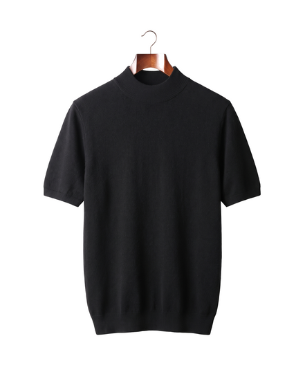 The Denby cashmere mock neck tee — Black