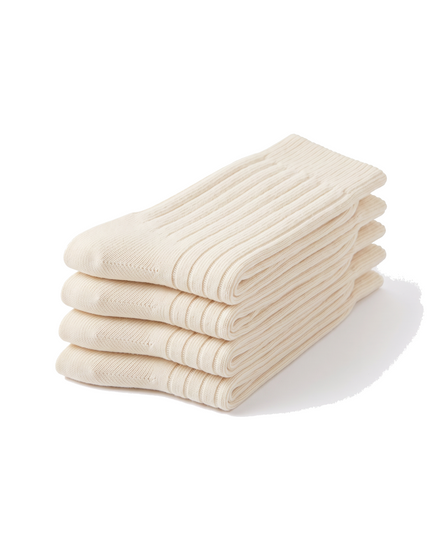 Ribbed Socks — Four-Pair Pack — Cream