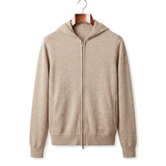 The Brackley merino zip-through hoodie — Beige
