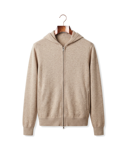 The Brackley merino zip-through hoodie — Beige