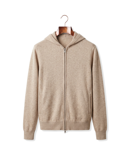 The Brackley merino zip-through hoodie — Beige