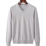 The Sandringham merino V-neck jumper — Light Gray