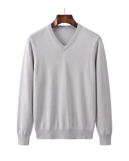 The Sandringham merino V-neck jumper — Light Gray