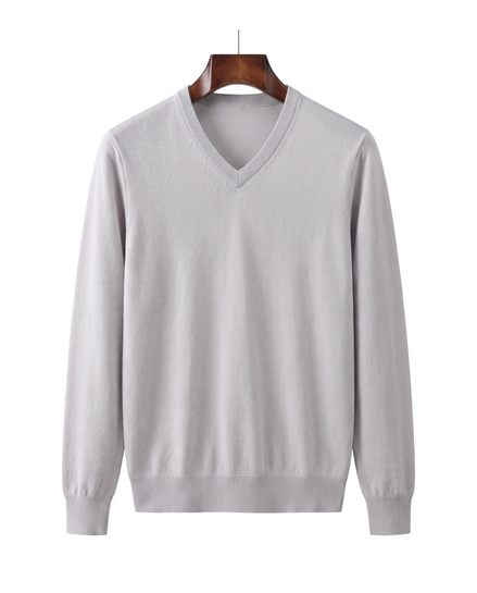 The Sandringham merino V-neck jumper — Light Gray