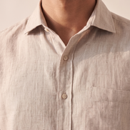 Close-up of the collar and placket on The Salcombe