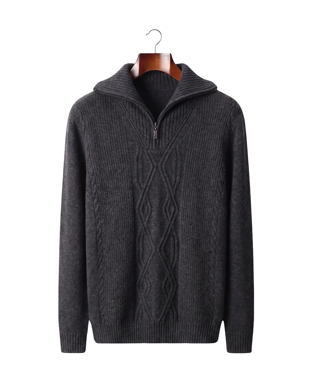 The Whitby — Merino Half-Zip — Dark Gray