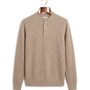 The Alderley merino ribbed henley — Beige