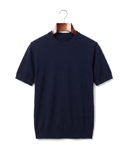 The Hanbury Knitted Crewneck Tee — Navy