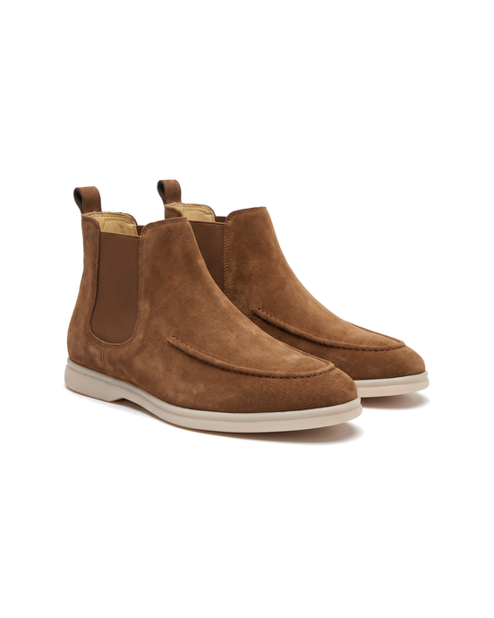 The Ashby suede Chelsea boot, three-quarter front view of the pair