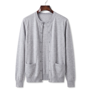 The Wendover merino button cardigan, front on hanger