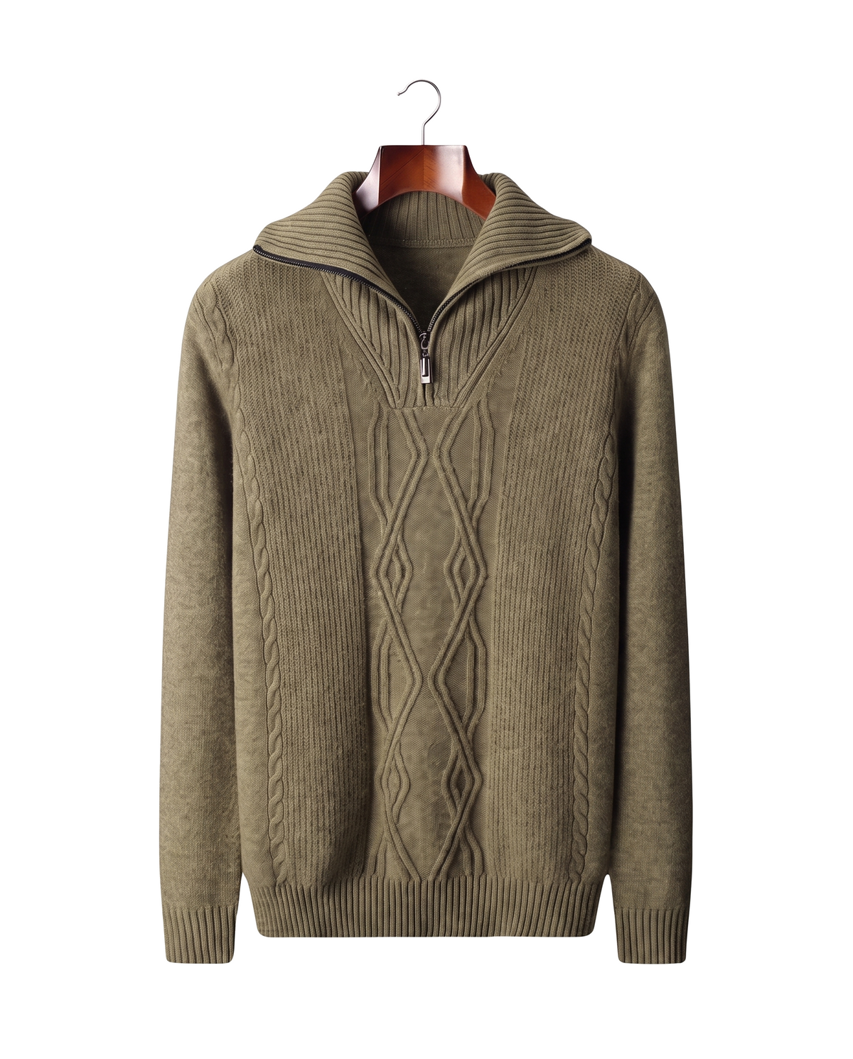 The Whitby — Merino Half-Zip — Olive