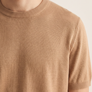 Close-up of the ribbed crew neckline on The Hanbury
