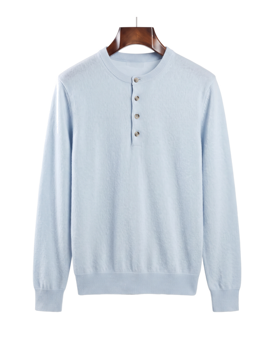 The Cheltenham cashmere henley — Light Blue