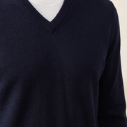 Close-up of the V neckline rib on The Sandringham