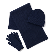 The Ravensdale merino scarf, beanie and glove set — Navy Blue