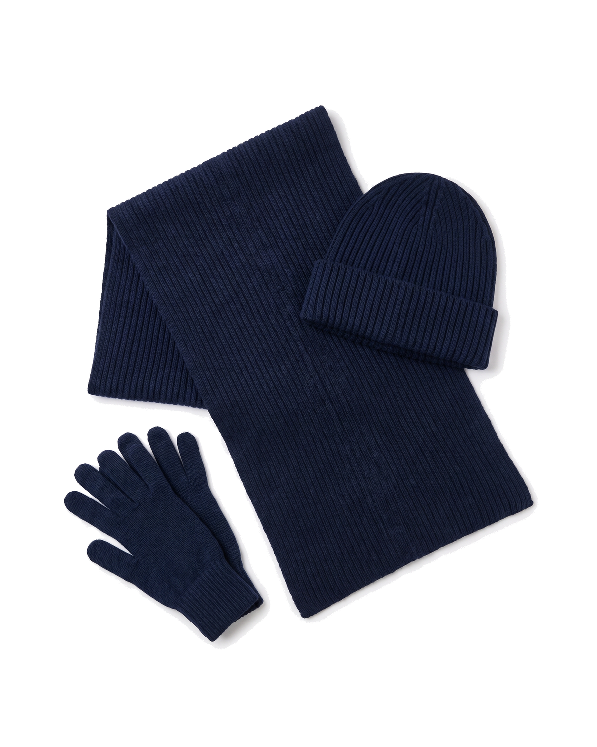 The Ravensdale merino scarf, beanie and glove set — Navy Blue
