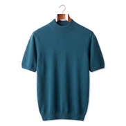 The Denby cashmere mock neck tee — Deep Atlantic