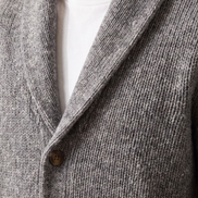 Close-up of the shawl collar overlap on The Thornbury