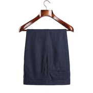 The Tenby — Pleated Linen Shorts, Navy — back