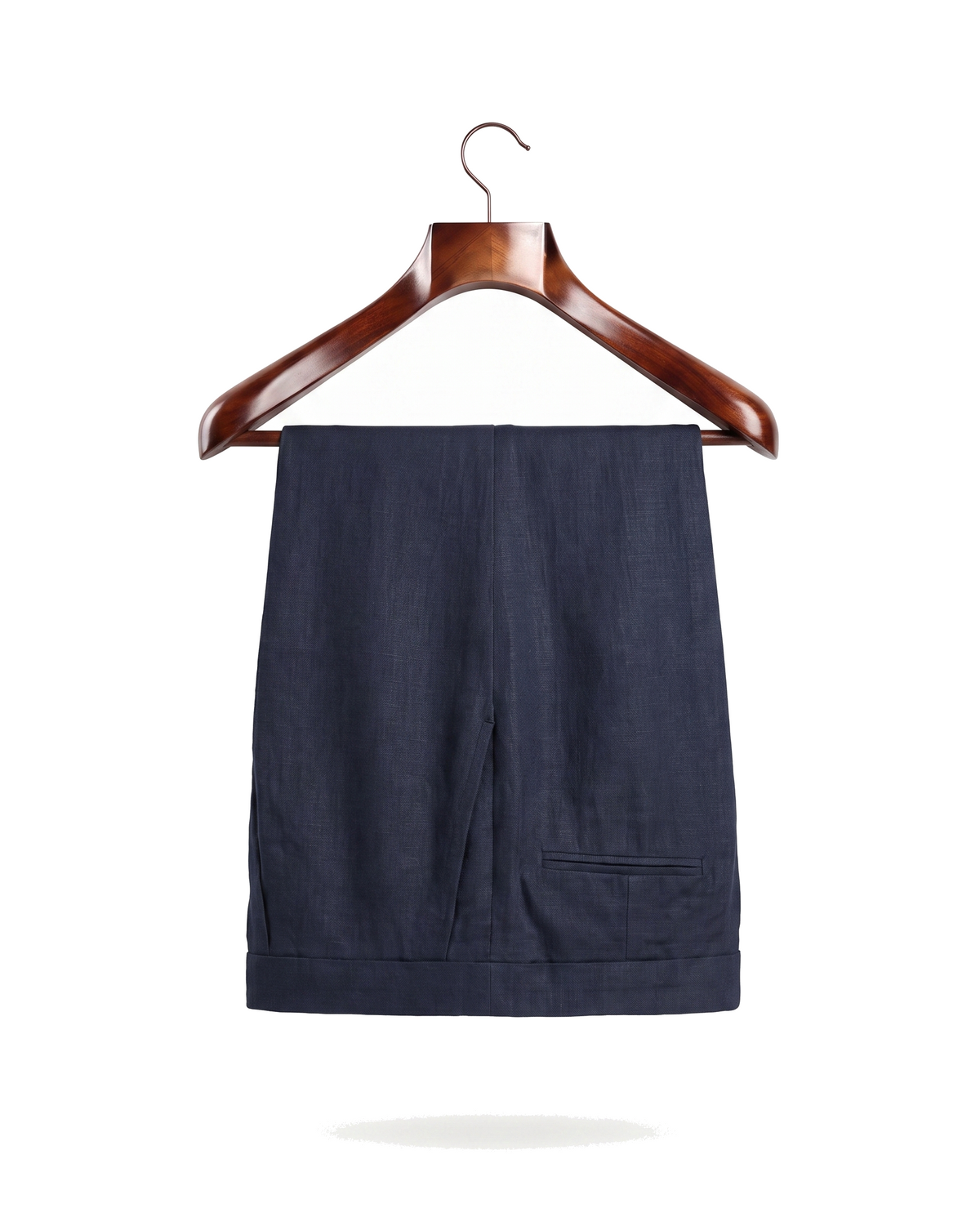 The Tenby — Pleated Linen Shorts, Navy — back