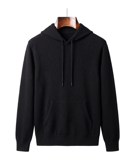 The Ashdown merino hooded jumper — Black