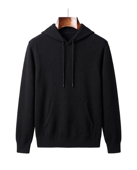 The Ashdown merino hooded jumper — Black