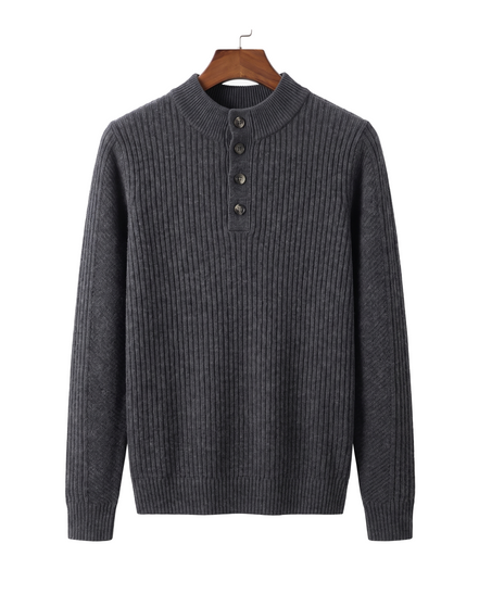 The Alderley merino ribbed henley — Dark Gray