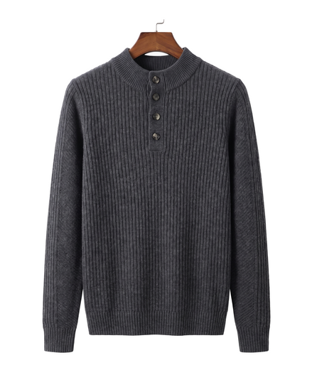 The Alderley merino ribbed henley — Dark Gray