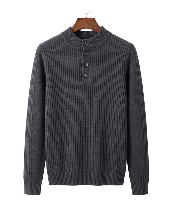 The Alderley merino ribbed henley — Dark Gray